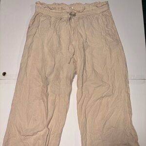 Beige Wide-Leg Pants